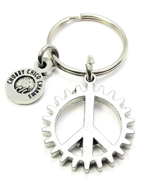 Peace Sign In Gear Key Chain