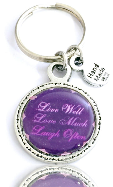 Live Well Love Much Laugh Often Framed Resin Key Chain