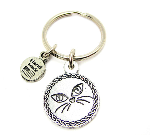 Kitty Face Circle Key Chain