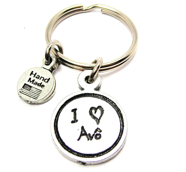 I Love Avô Grandfather Child Handwriting Key Chain