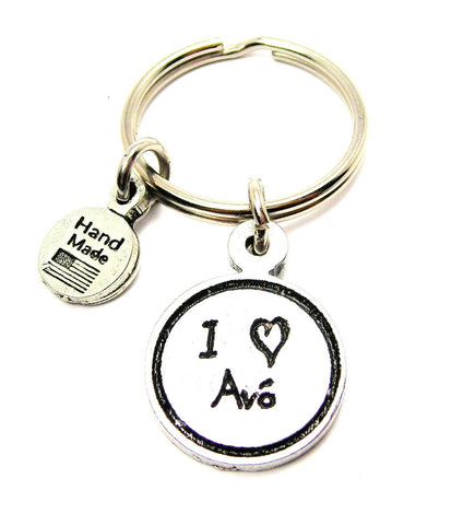 I Love Avó Grandmother Child Handwriting Key Chain