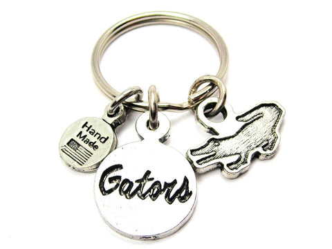 Alligator With Gators Circle Key Chain