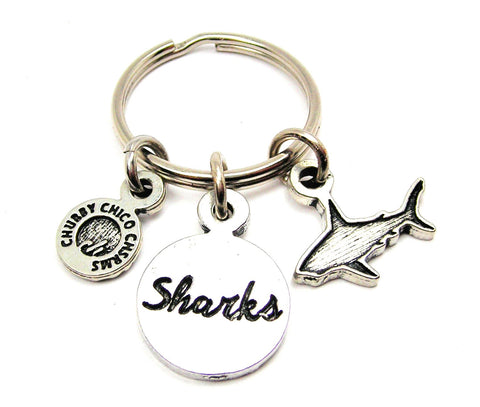 Shark With Sharks Circle Key Chain