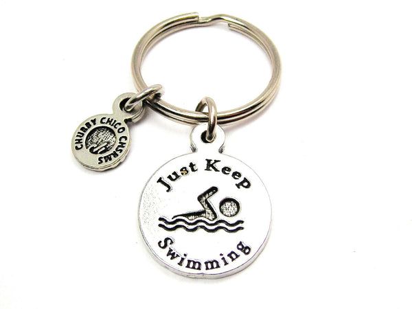 Just Keep Swimming With Man Key Chain