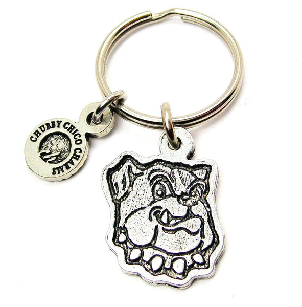 Silly Bulldog Face Key Chain