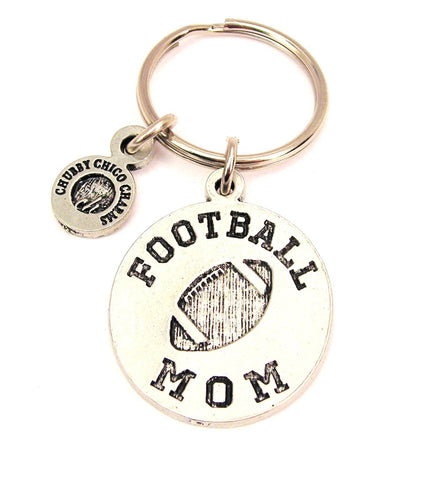 Football Mom Circle Key Chain