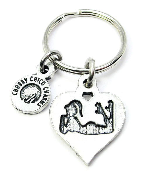 Derby Girl Silhouette In Heart Key Chain