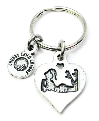 Derby Girl Silhouette In Heart Key Chain