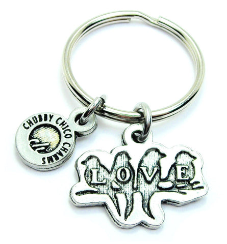 Four Love Birds On Branch Key Chain