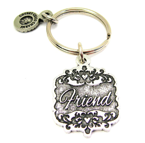 Friend Victorian Scroll Key Chain