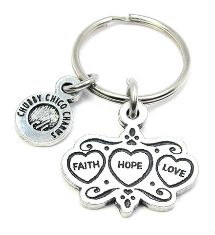 Faith Hope Love Triple Hearts Key Chain