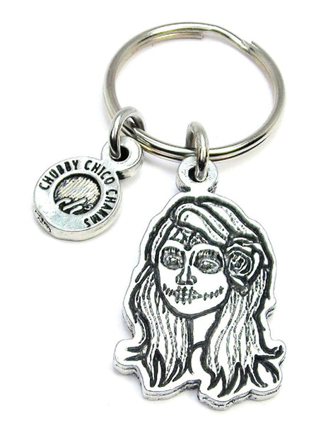 Modern Dia De Los Muertos Calavera Key Chain