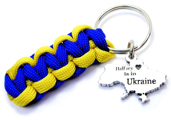 Half My Heart Is In Ukraine 550 Military Spec Paracord Key Chain