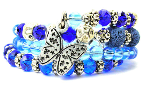 Autism Puzzle Piece Butterfly Multi Wrap Bracelet