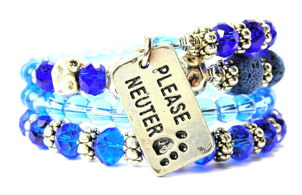 Please Neuter With Paw Print Multi Wrap Bracelet