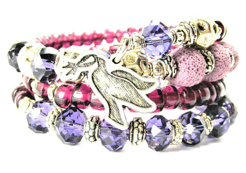 Dove With Awareness Ribbon In Mouth Multi Wrap Bracelet