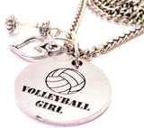 Volleyball Girl Heart And Crystal Necklace