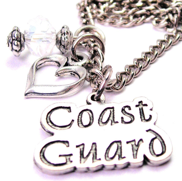 Coast Guard Stylized Necklace with Small Heart