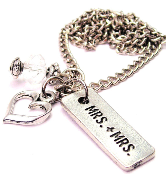 Mrs. And Mrs. Tab Necklace with Small Heart