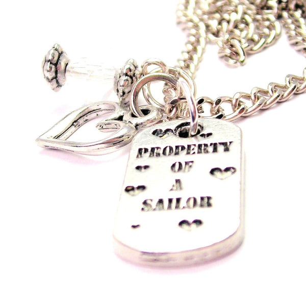 Property Of A Sailor Necklace with Small Heart