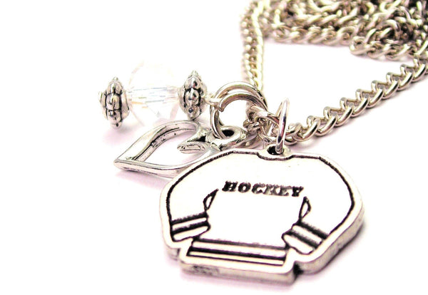 Hockey Jersey Necklace with Small Heart