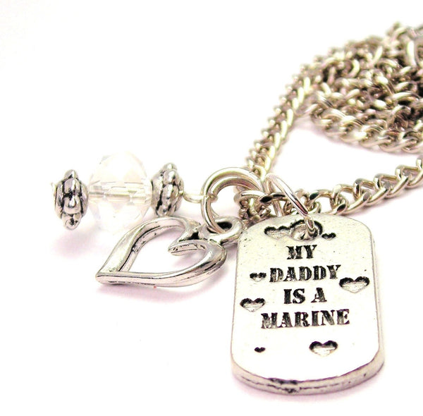 My Daddy Is A Marine Necklace with Small Heart