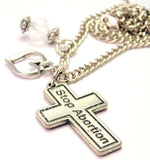 Cross Stop Abortion Necklace with Small Heart