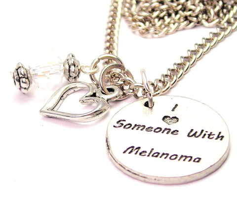 I Love Someone With Melanoma Necklace with Small Heart