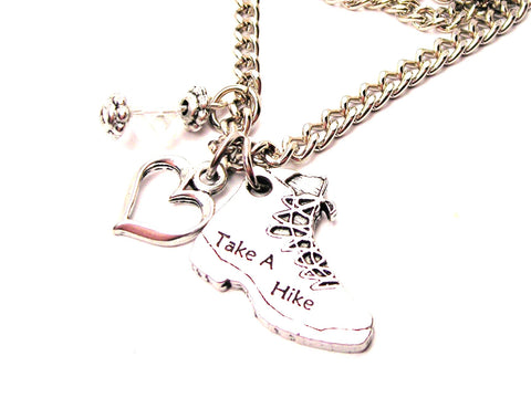 Take A Hike Necklace with Small Heart