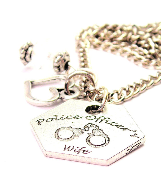 Police Officers Wife Necklace with Small Heart