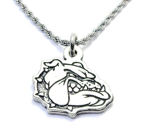 Angry Bulldog Single Charm Necklace