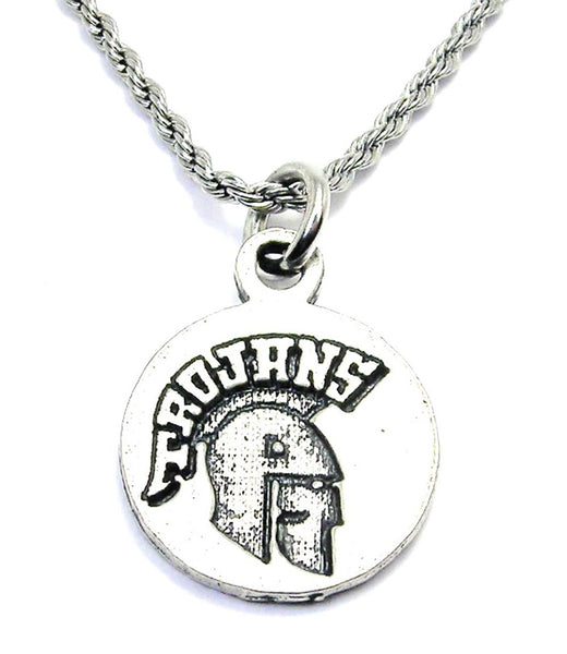 Trojans Mascot With Trojans In Helm Single Charm Necklace