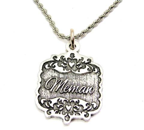 Memaw Victorian Scroll Single Charm Necklace