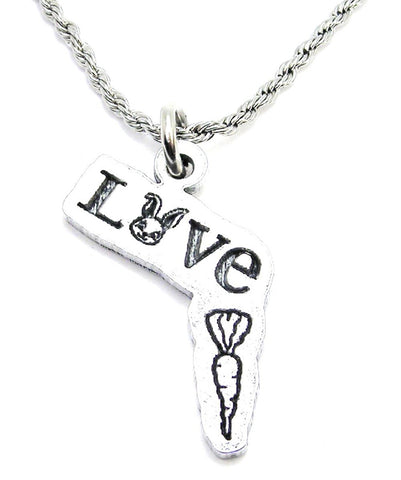 Love Bunnies With Bunny O Single Charm Necklace