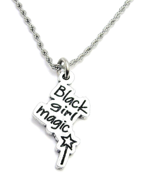 Black Girl Magic With Magic Wand Single Charm Necklace