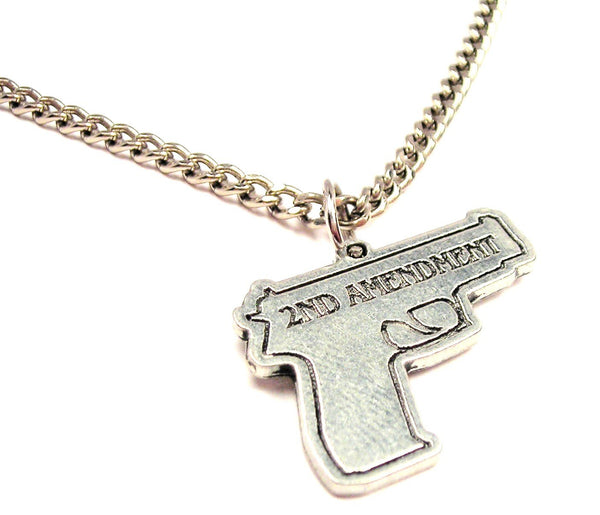 Second Amendment Hand Gun Single Charm Necklace