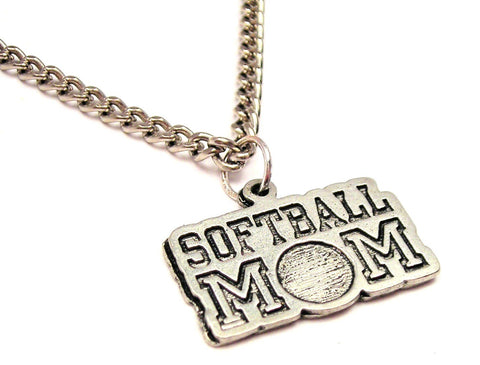 Softball Mom Single Charm Necklace