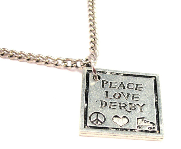 Peace Love Derby Single Charm Necklace