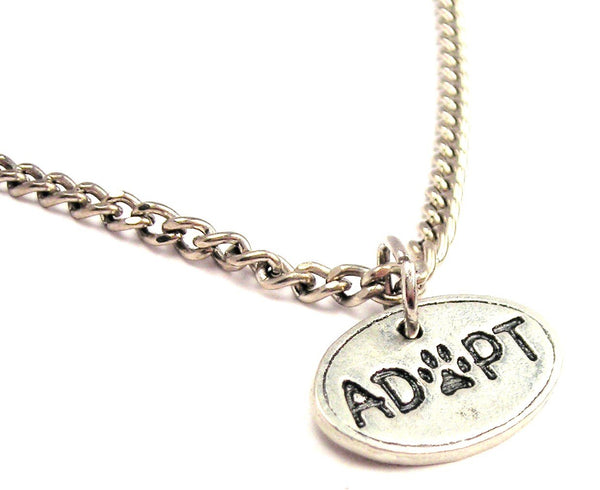 Adopt With Center Paw Single Charm Necklace