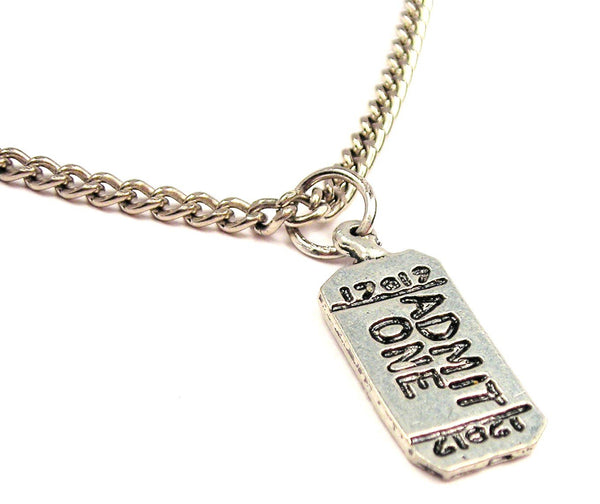 Admit One Movie Ticket Single Charm Necklace