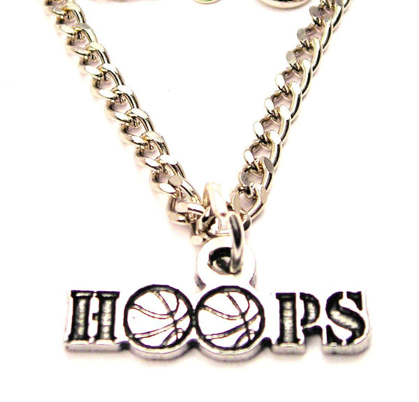 Hoops With Basketballs Single Charm Necklace