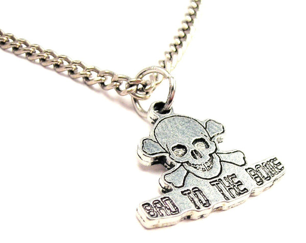 Bad To The Bone Male Skull And Crossbones Single Charm Necklace