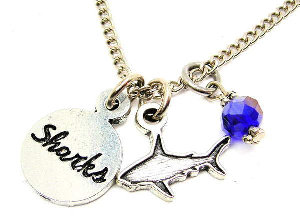 Shark with Sharks Circle Necklace