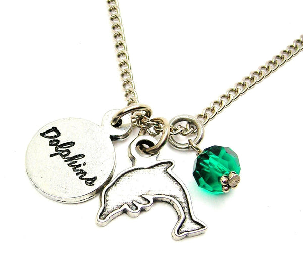 Dophin With Dolphins Circle Necklace