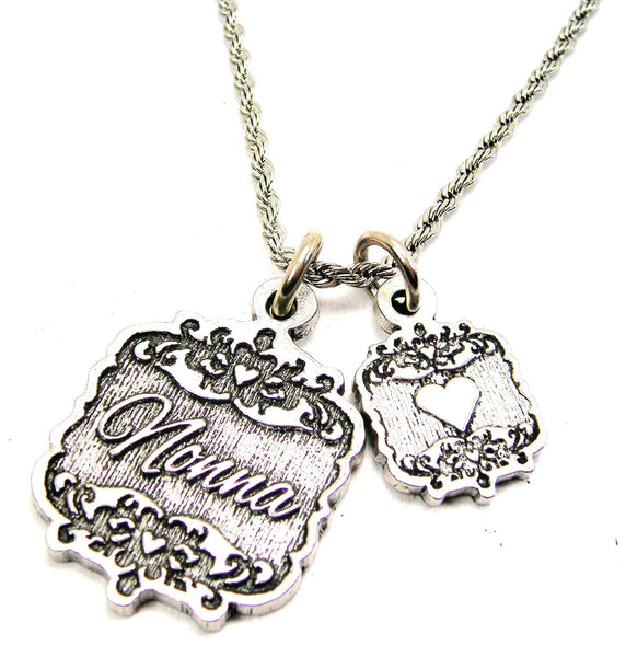 Nonna Victorian Scroll With Victorian Accent Heart 20" Chain Necklace