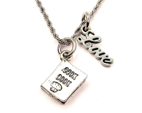 Cook Book 20" Chain Necklace With Cursive Love Accent