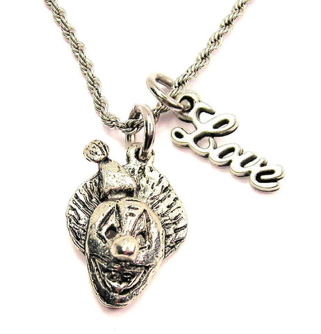 Evil Clown 20" Chain Necklace With Cursive Love Accent