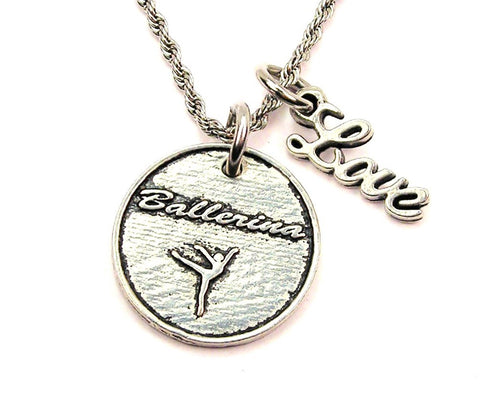 Ballerina 20" Chain Necklace With Cursive Love Accent