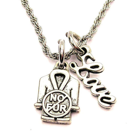 No Fur 20" Chain Necklace With Cursive Love Accent