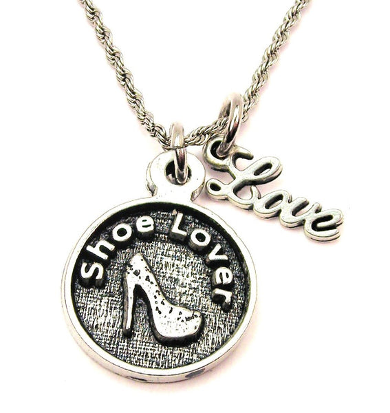 Shoe Lover 20" Chain Necklace With Cursive Love Accent